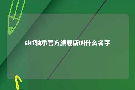 skf轴承官方旗舰店叫什么名字 